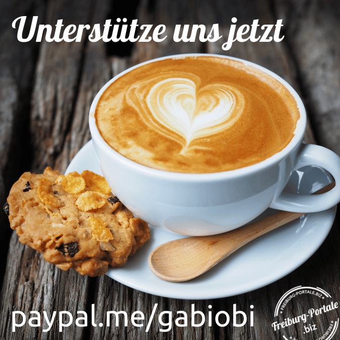 Spendenaufruf mit Kaffeetasse