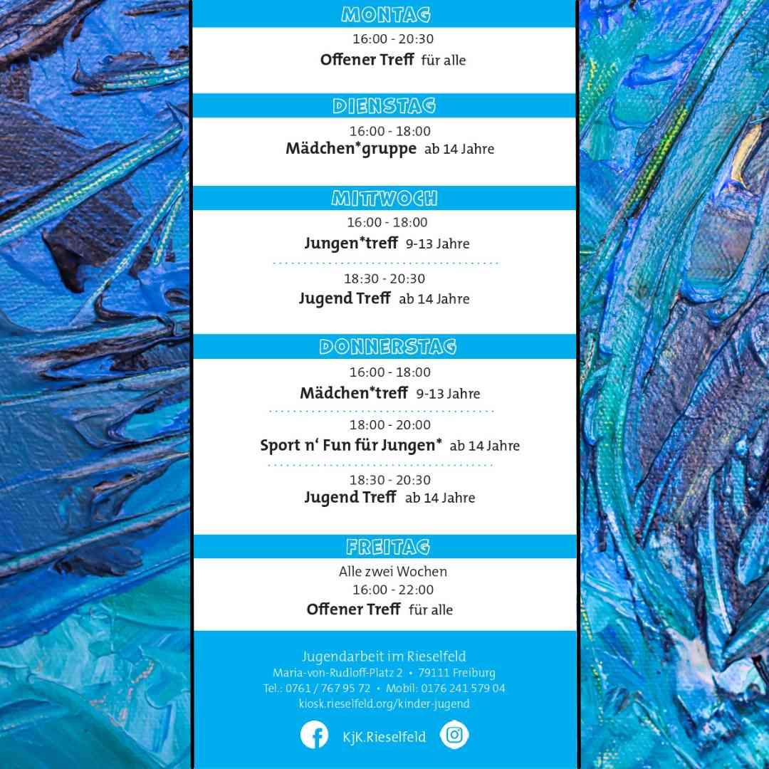 Wochenprogramm KjK von Montag bis Freitag