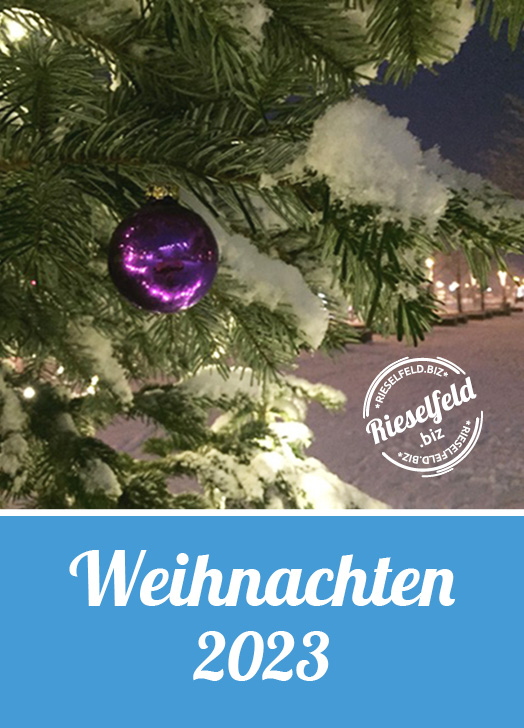 Weihnachtsbroschüre Rieselfeld mit Weihnachtsbaum auf dem Maria-von-Rudloff-Platz
