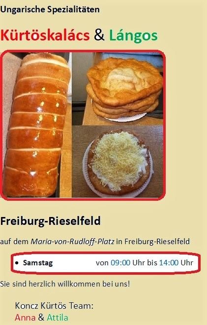 koncz kürtös ungarischer imbiss Wochenmarkt info