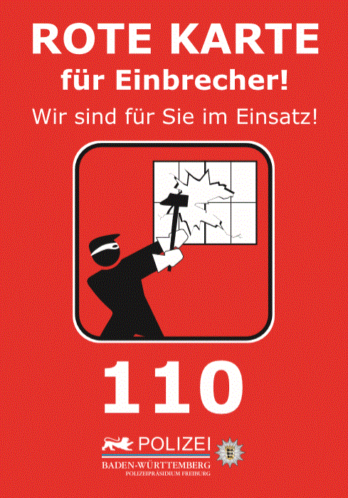 rote karte den einbrechern polizei