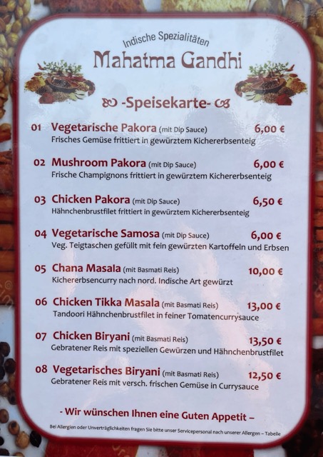 Mittel Mahatma Gandhi Speisekarte 1 8