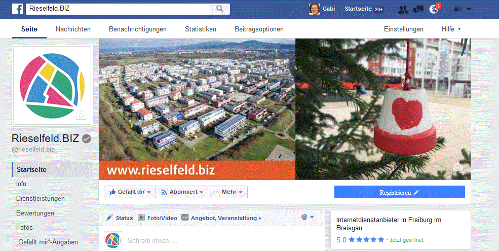 Screeshot Facebookseite BIZ