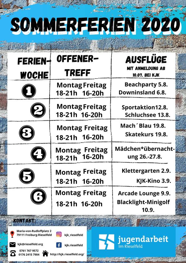 Sommerferienplan KJK Rieselfeld