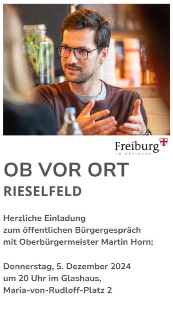 OB Martin Horn vor Ort im Rieselfeld