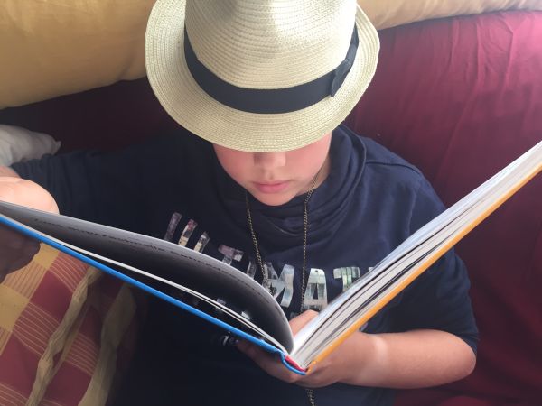 Junge liest ein Buch