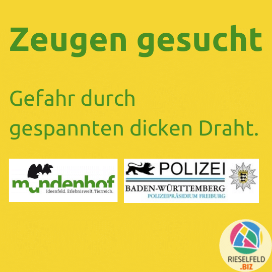 Zeugen gesucht: Gefahr durch gespannten dicken Draht.